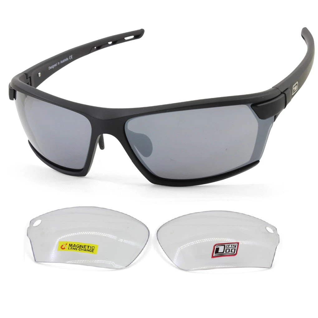 Dirty Dog Sport Evolve X1 Black/silver & Clear Changeable Lens Sunglasses