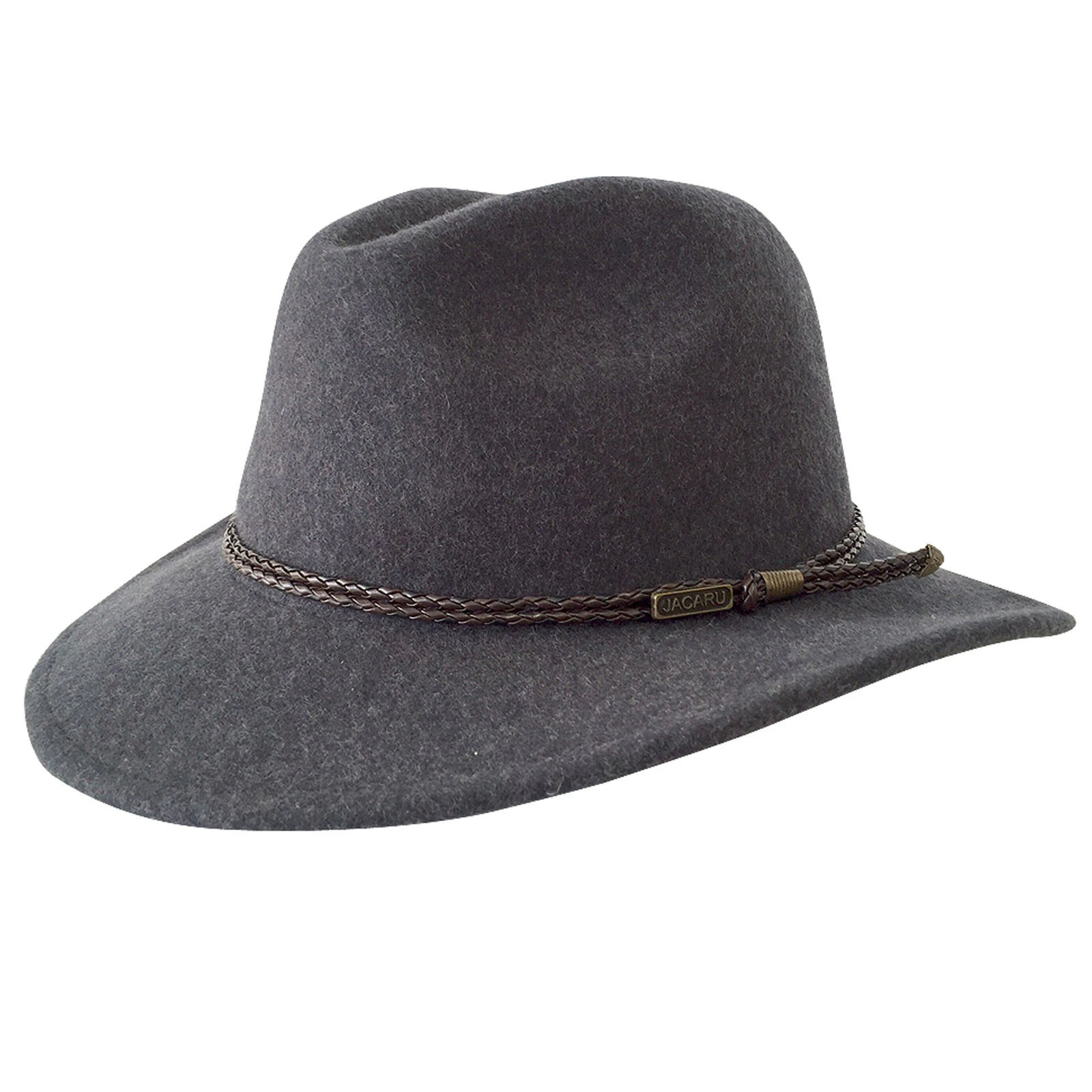 JACARU Australian Wool Fedora Hat Outback 100% WOOL Crushable Travel 1847 - Dark Grey