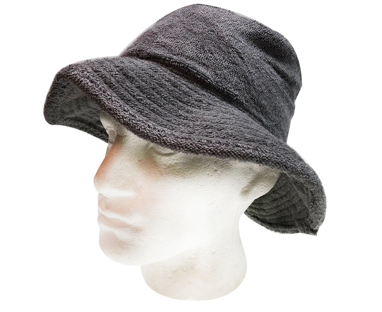 Terry Towelling BUCKET HAT Daggy Fishing Camping Lad Cap Retro 100% COTTON - Grey