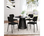 Dreamo Boucle - teddy sherpa Dining Chairs Black Set of 2