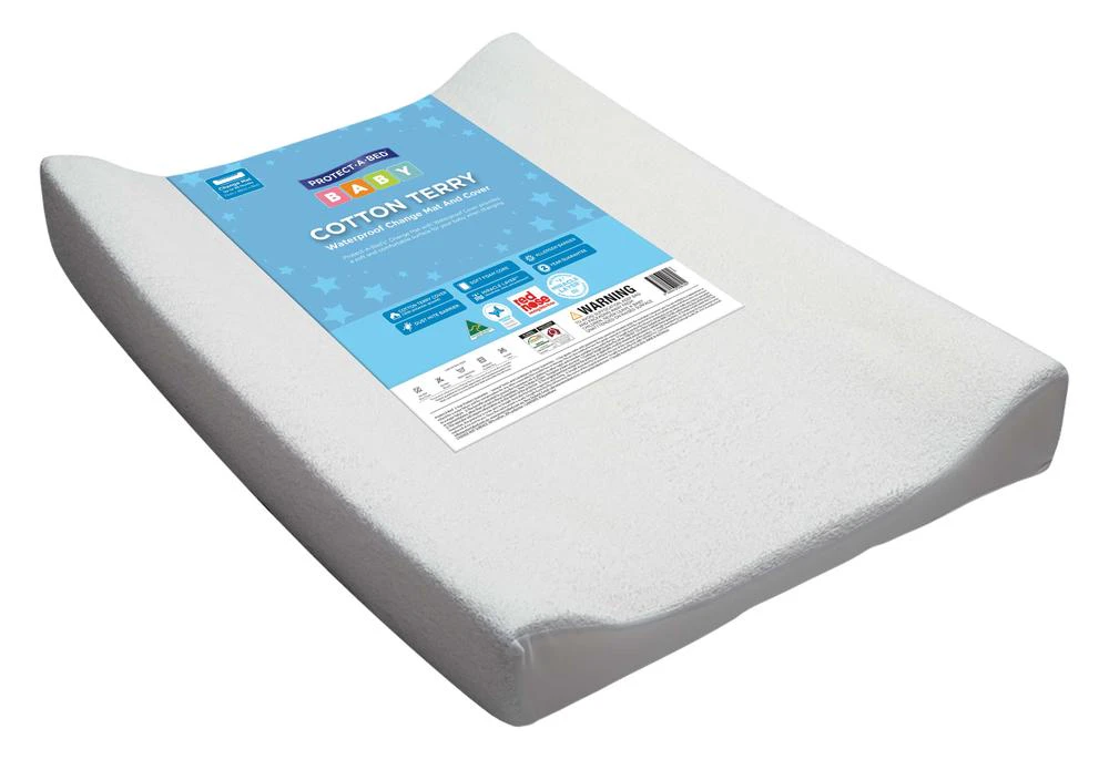 Change Mat with Waterproof Cotton Terry Removable Cover (White)