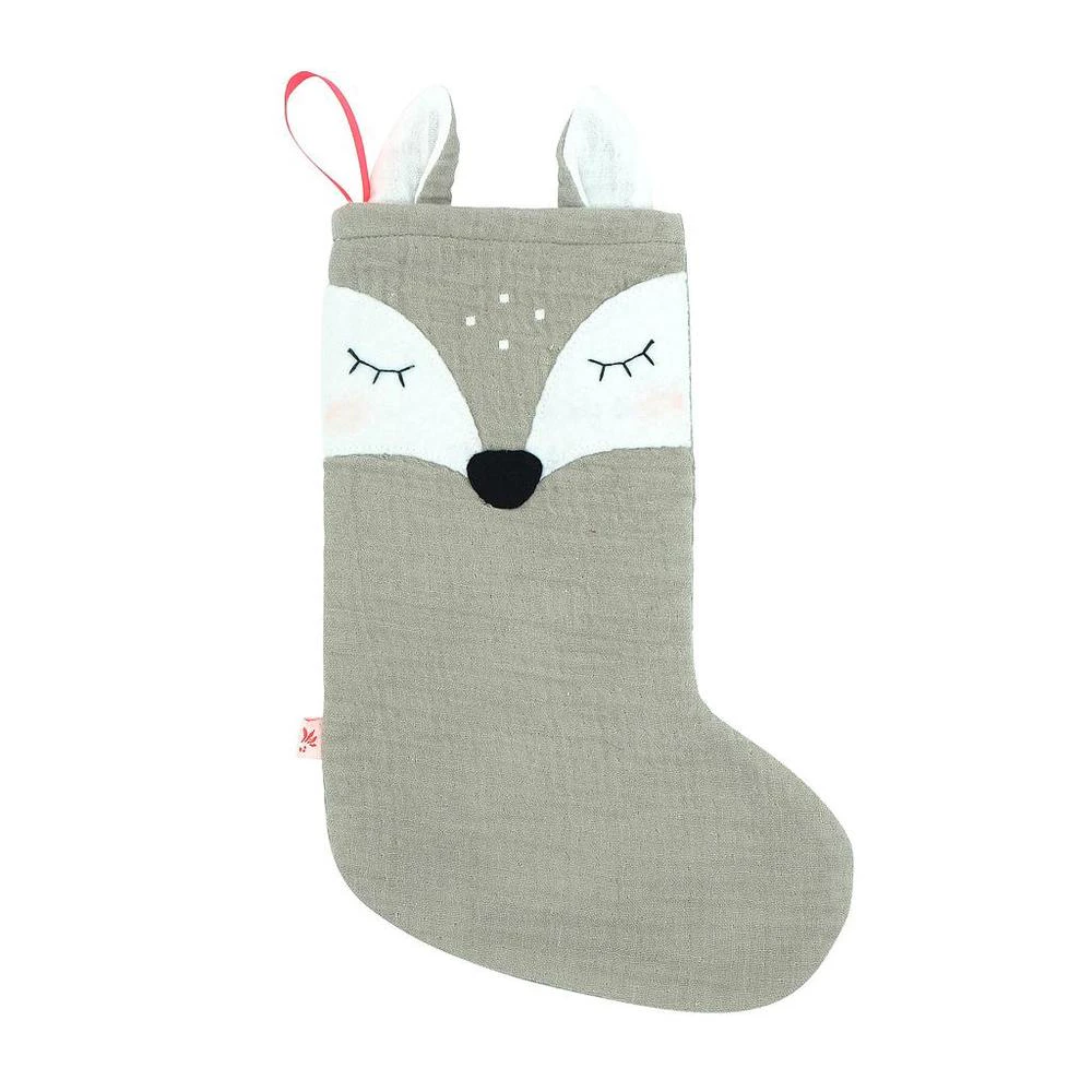 Christmas Santa Boot Fawn Stocking (Silver Grey)