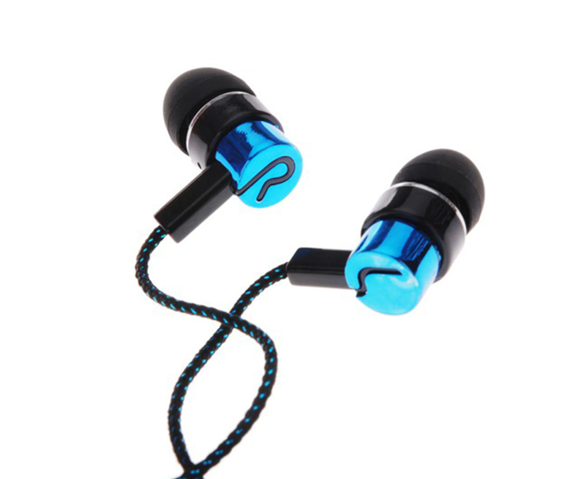 3.5mm In-Ear Earphones Stereo Headphones Super Bass Sports Headset Metal Earbuds Blue