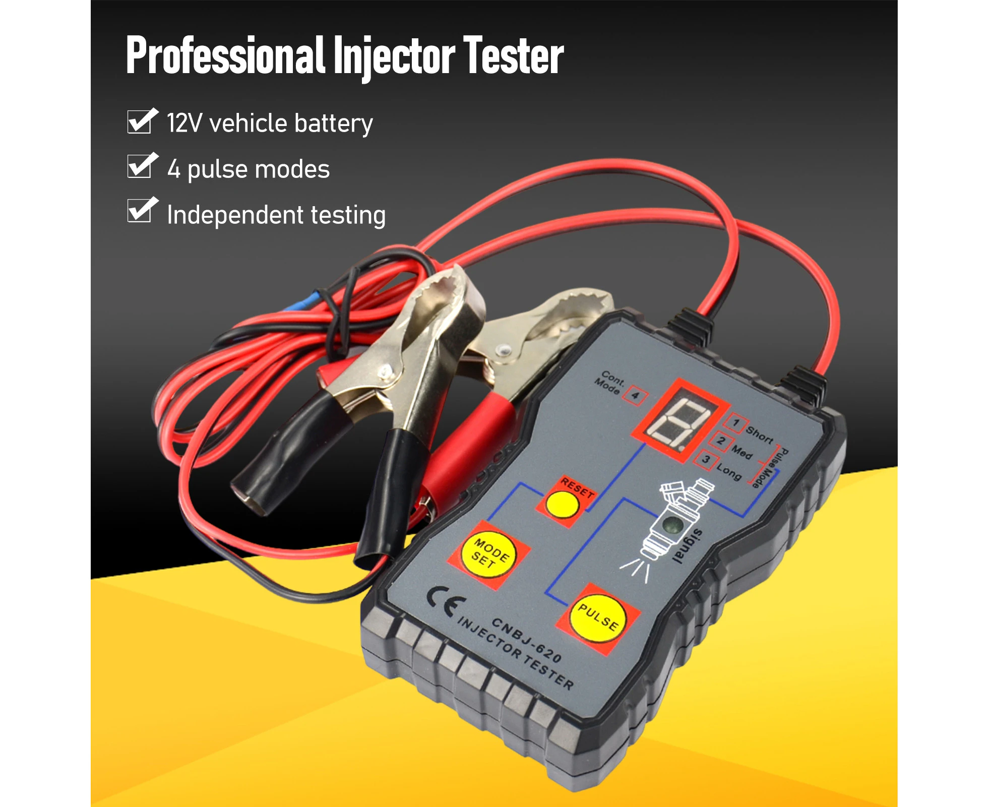 Injector Tester Large LED Display High Accuracy Durable Professional Fuel Injector Tester for Car-Black ABS,Electronic Component