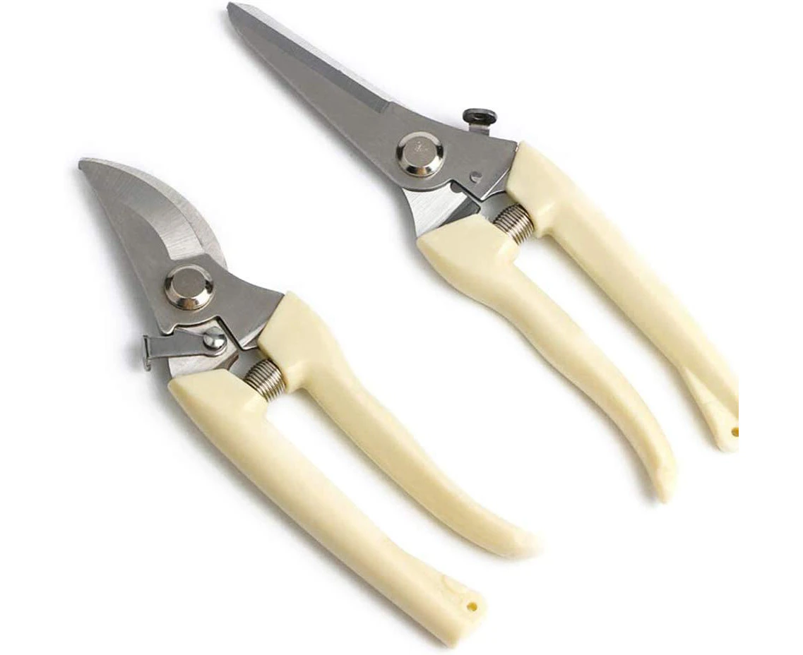 Garden Pruner - 2PCS Flower Micro-Tip Scissor Pruner Gardening Hand Professional Stainless Steel Pruner with Safety Lock