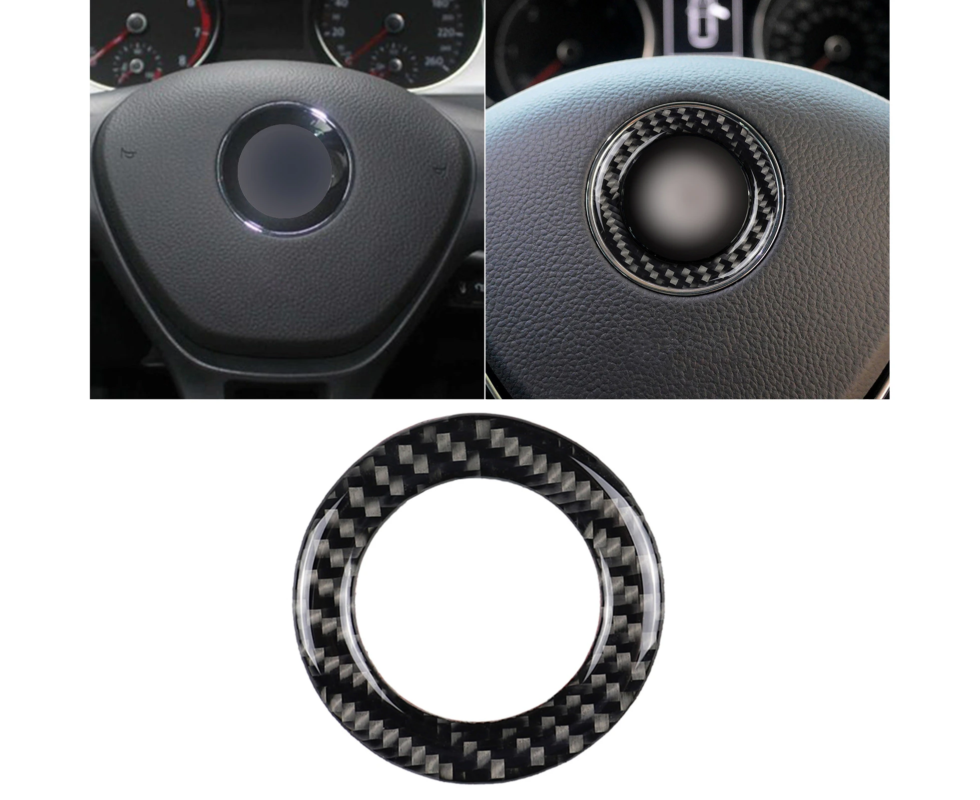 Juson Car Carbon Fiber Steering Wheel Styling Sticker Decor for Volkswagen Golf 6/7-Black