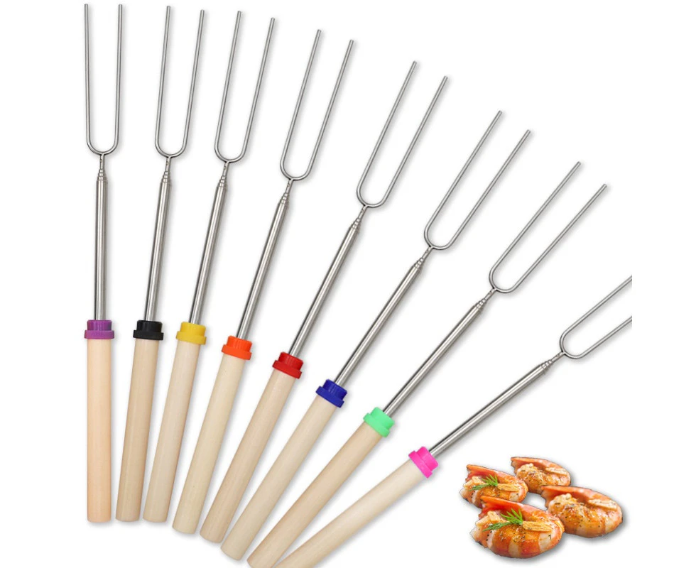 Marshmallow Roasting Sticks, Smores Skewers Telescoping Rotating Forks, Set of 8