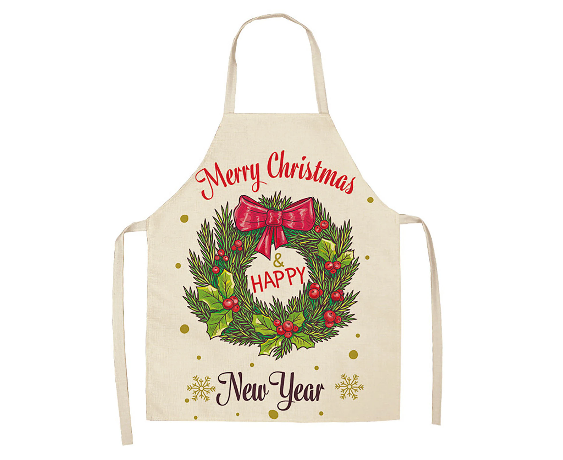 Fufu Linen Christmas Design Santa Claus Home Kitchen Cooking Baking Party Prop Apron-#2