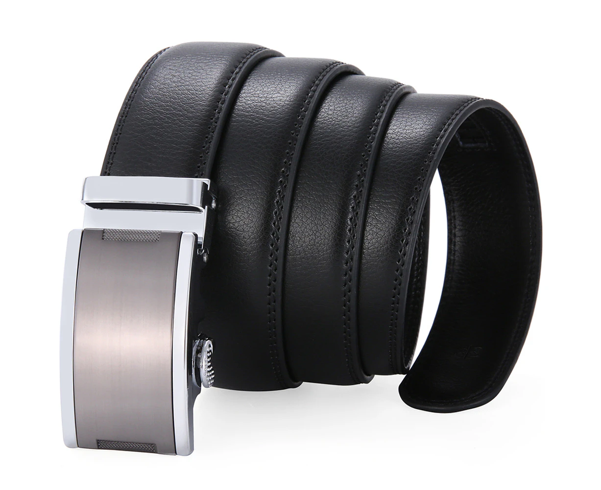 Men's Automatic Buckle Belt Stylish Lock Buckle Head Design Waistband Black