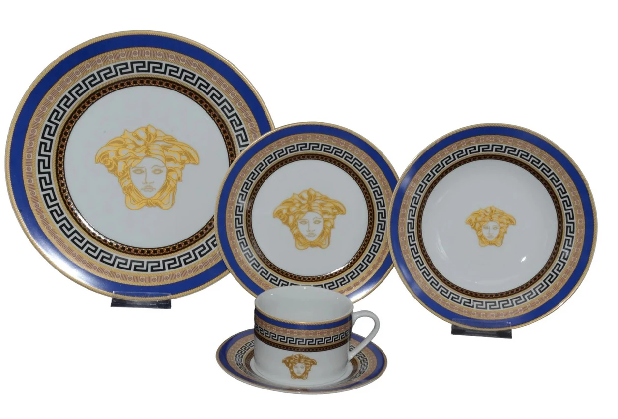 The House of Florence Capri Blue Medusa Mediterranean 20 pcs Dinner Set with Gift Box