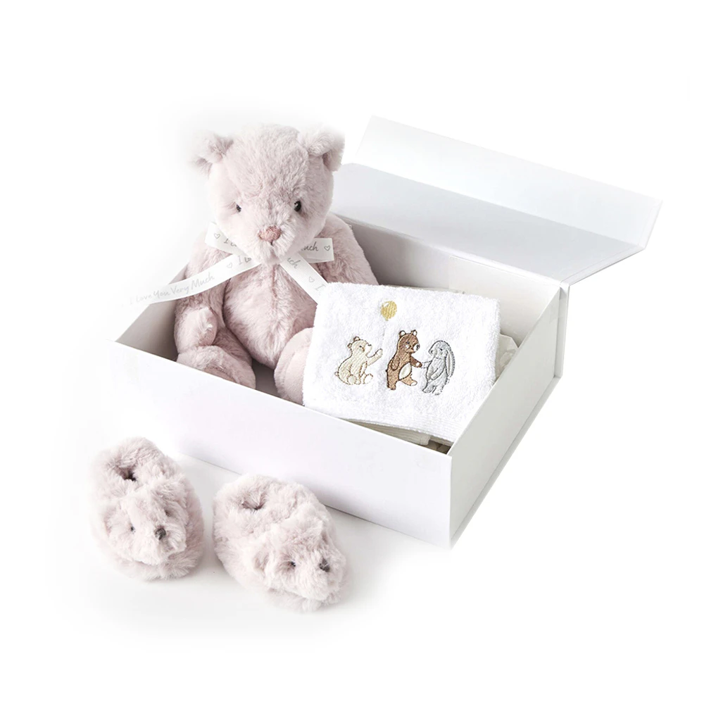 3pc Jiggle & Giggle Pink Teddy Newborn Baby/Infant Hamper Gift Box Set 0y+