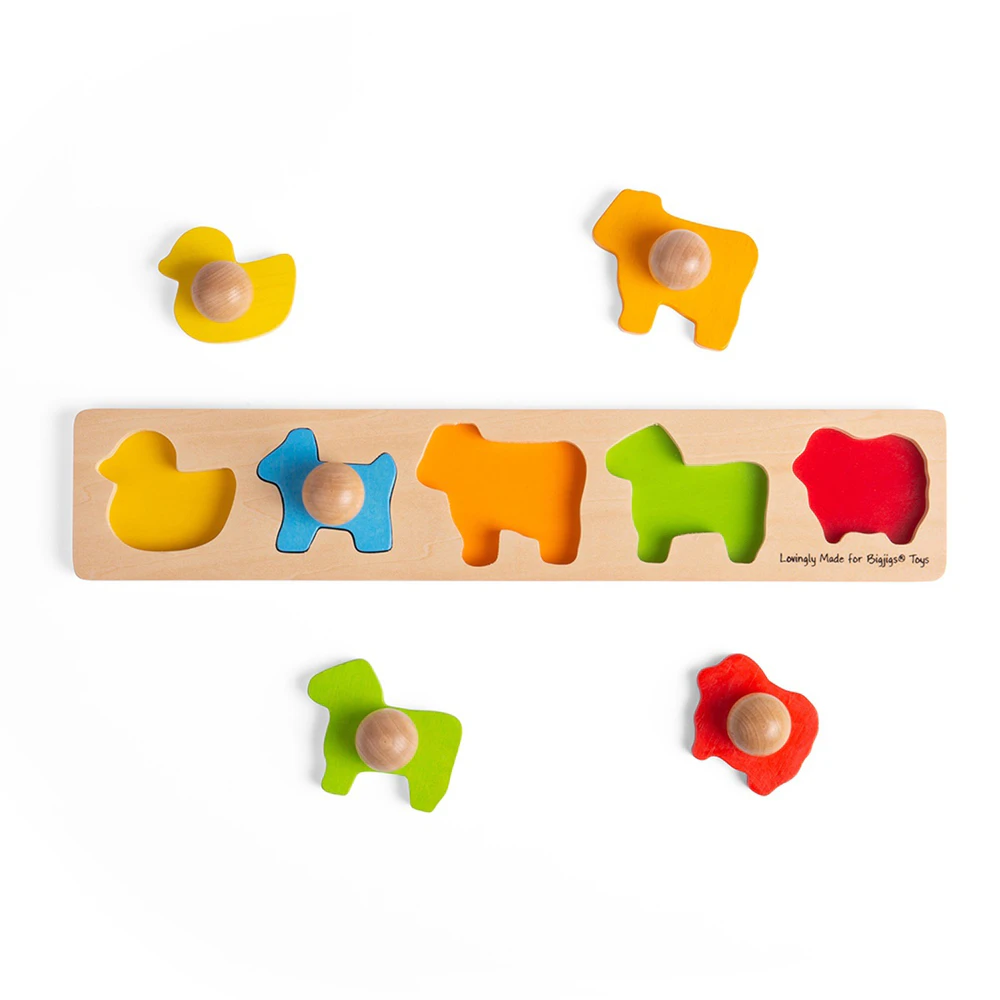 6pc Bigjigs Toys Animal Matching Board Kids/Children Wooden Educational Toy 12m+