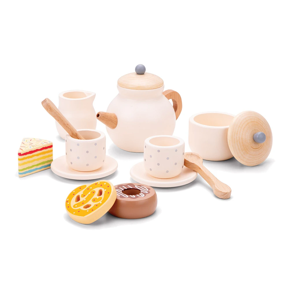 14pc New Classic Toys Wooden Tea Set Kids/Children Kitchen Pretend Play Toy 24m+