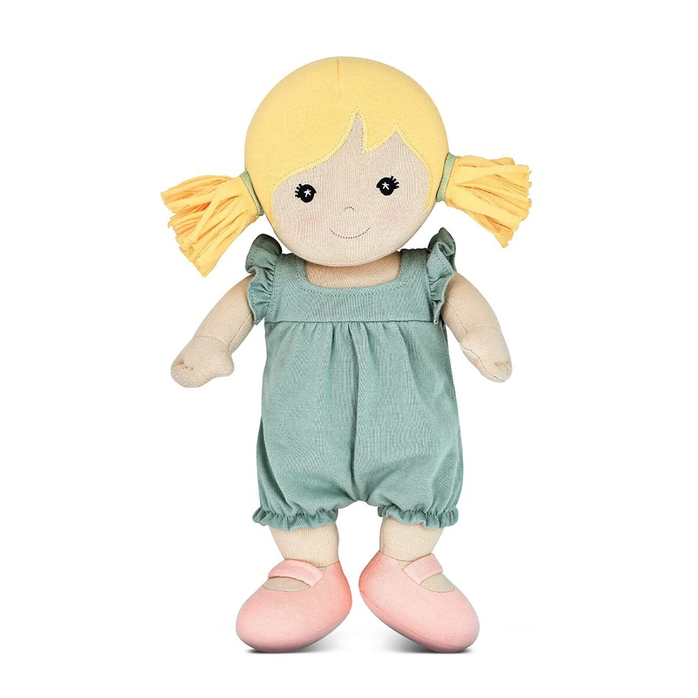 Apple Park Organic Cotton 32cm Doll Chloe In Sage Baby/Infant Cuddle Toy 0m+