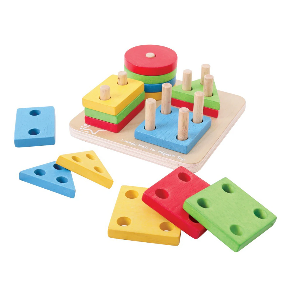 17pc Bigjigs Toys First Four Shape Sorter Wooden Toy Kids Fun Activity Play 12m+