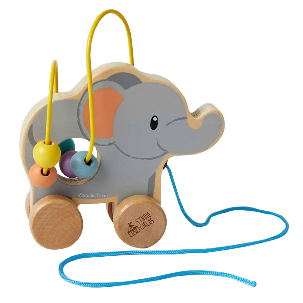 Studio Circus Elephant Rolling Bead Coaster Interactive Children's Wood Toy 12m+