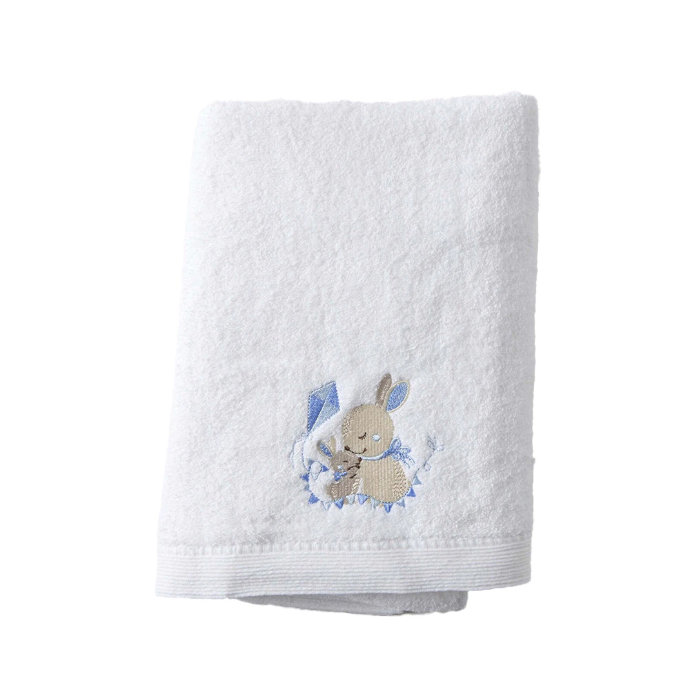 Jiggle & Giggle Blue Bunny Infant Cotton Embroidered Bath Towel 120x60cm 0y+