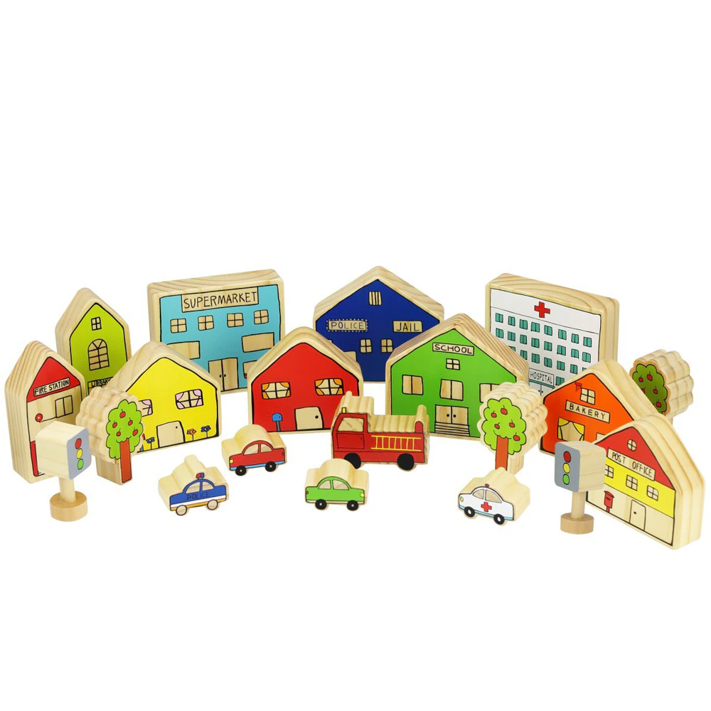 20pc Freckled Farm The Busy Village Kids Wooden Toy Interactive Fun Play 18m+