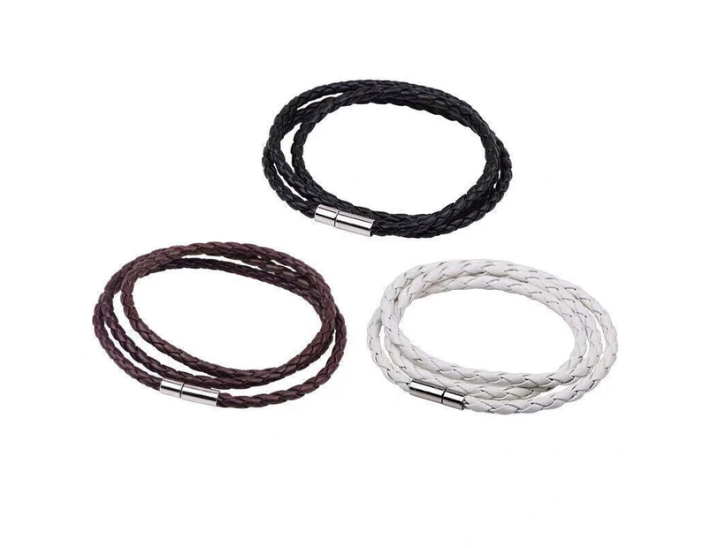 1Pc New Fashion Men Women Three Laps Pu Leather Bracelet Wristband Bangle Punk