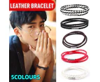 1Pc New Fashion Men Women Three Laps Pu Leather Bracelet Wristband Bangle Punk