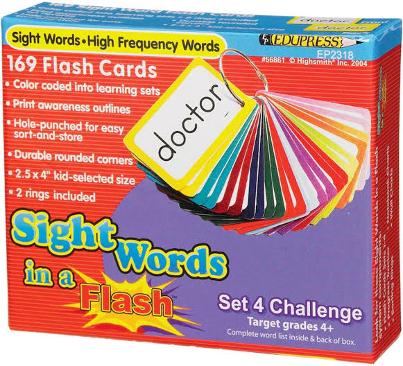 Sight Words In A Flash Card Set Grades 2 3 - Set 4 Challenge (Grade 4)