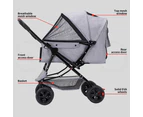 Pawz Pet Stroller Pram Dog Carrier Trailer Strollers 4 Wheels Foldable Large