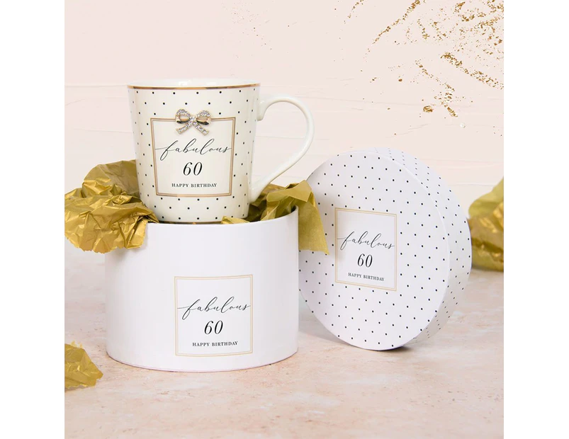 Mug Jewelled Fabulous 60 Happy Birthday, Gift For Her, Gibson Gifts 20832