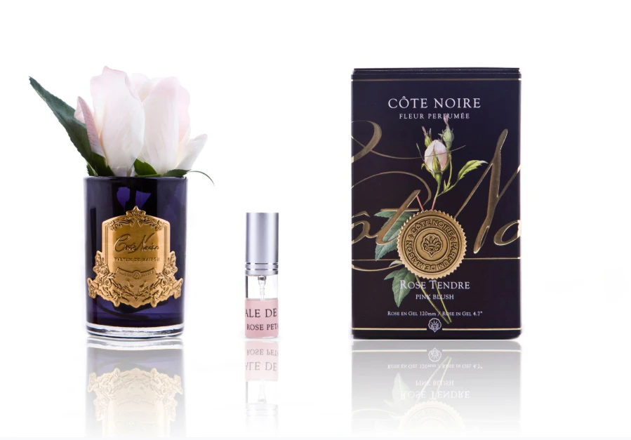 Cote Noire Perfumed Natural Touch Rose Bud - Pink Blush Black Vase GMRB42