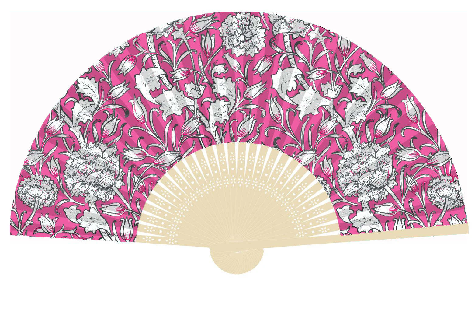 Artico Bamboo Hand Fan William Morris Wild Tulip Pink Folding Fan BF07