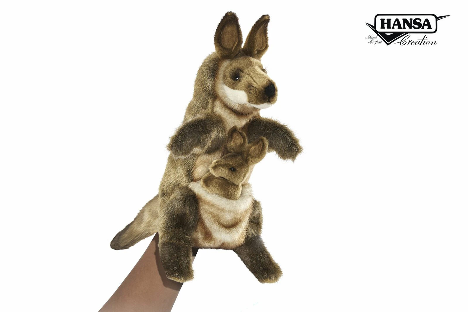 Hansa Hand Puppet - Kangaroo and Joey 29cm CAA HC4026