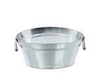 6 x OVAL GALVANISED METAL ICE BUCKETS w/ WOODEN HANDLES Planter Box Decorations Camping Cleaning Fishing Indoor Outdoor Space Saving Wash Basin Pail