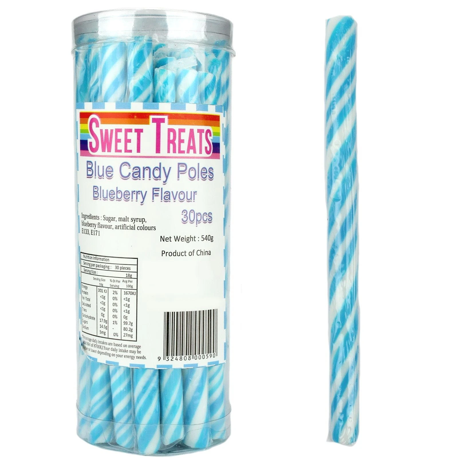 Blue Swirl Candy Poles (Pack of 30)