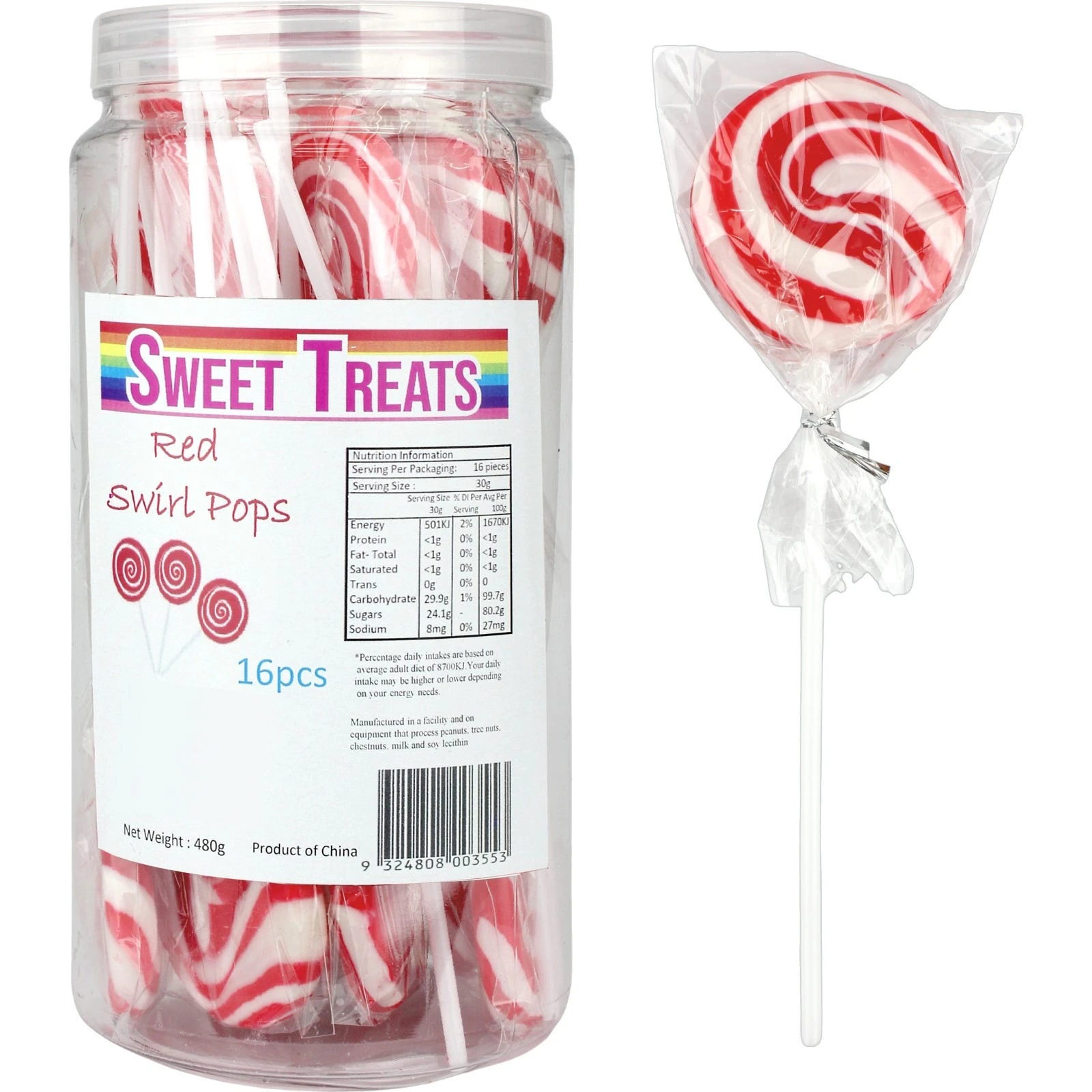 Red Swirl Pops (Pack of 16)