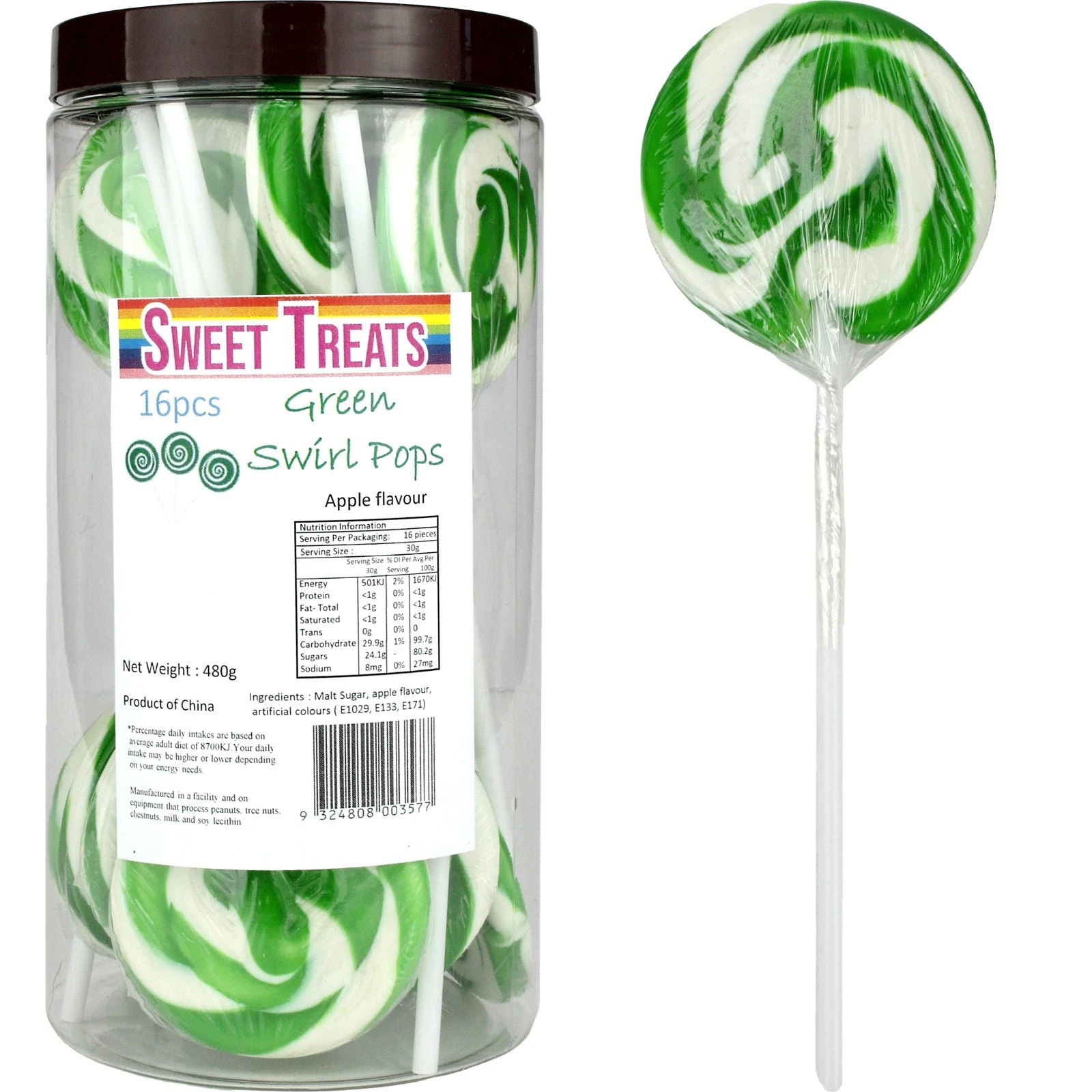 Green Swirl Pops (Pack of 16)