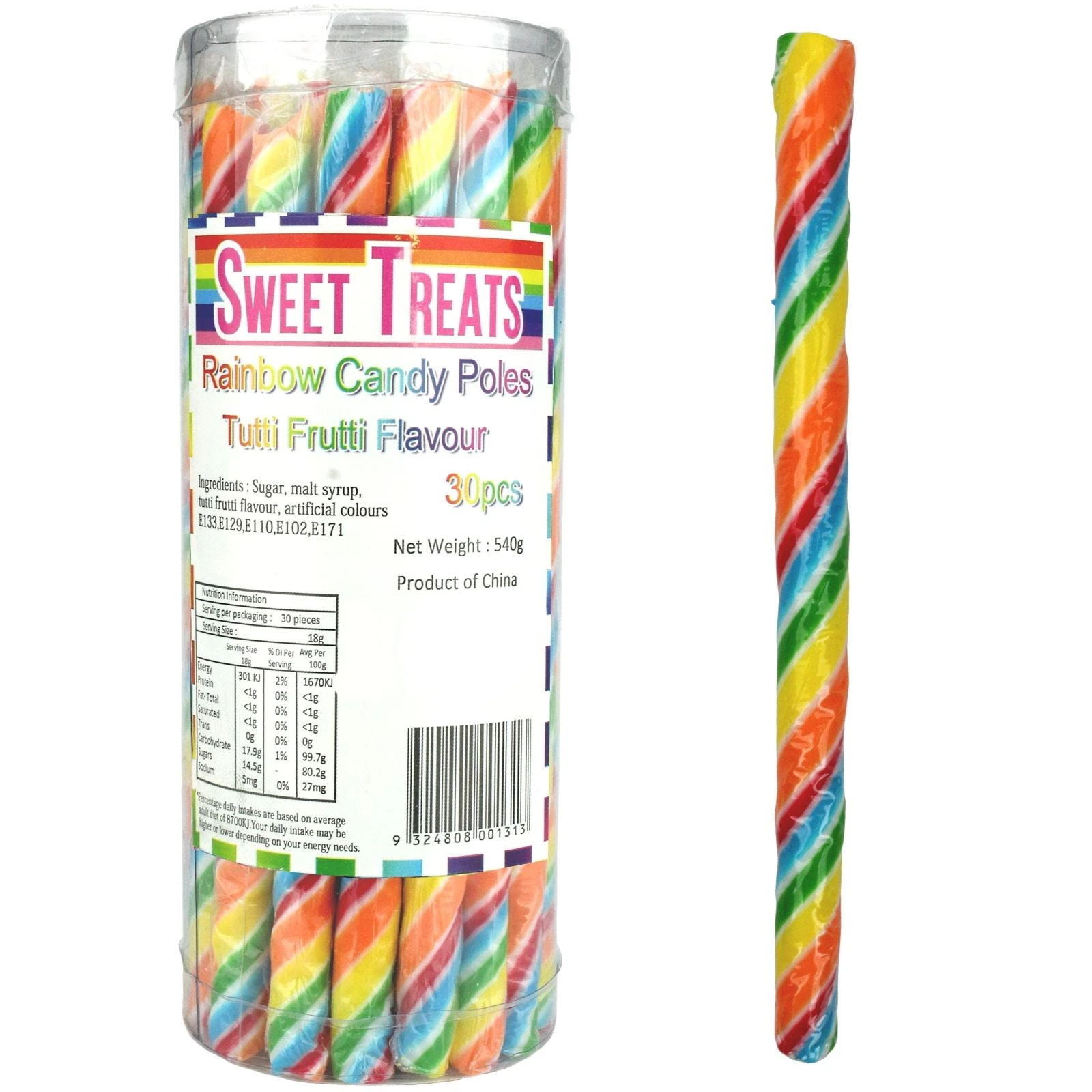 Rainbow Swirl Candy Poles (Pack of 30)