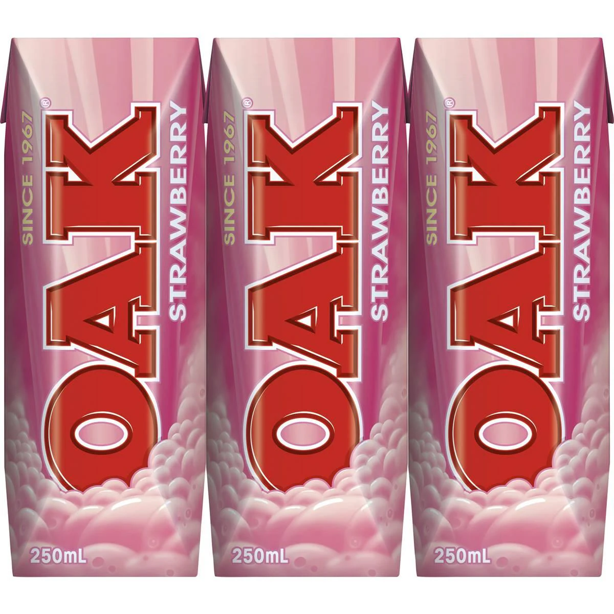 Oak Strawberry Flavoured Milk Carton 250ml X 3 Cartons