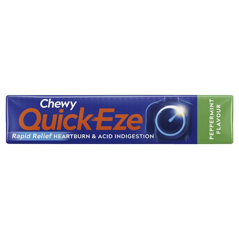 Quick Eze Rapid Relief Peppermint Chewy Antacid Tablets 8 Pieces X 32 Pack