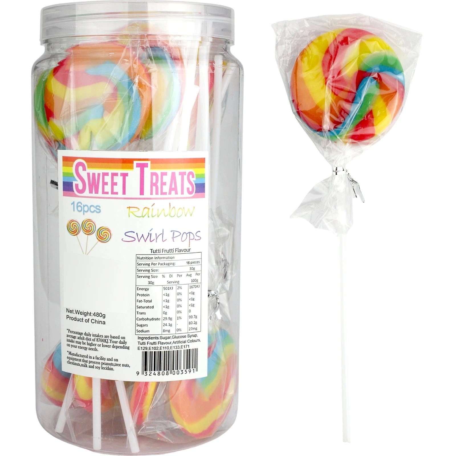 Rainbow Swirl Pops (Pack of 16)