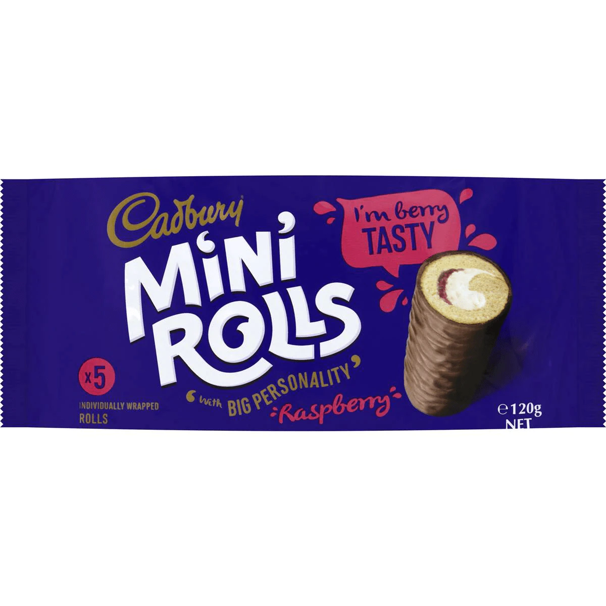 Cadbury Raspberry Chocolate Mini Cake Rolls 5 Pack 120g