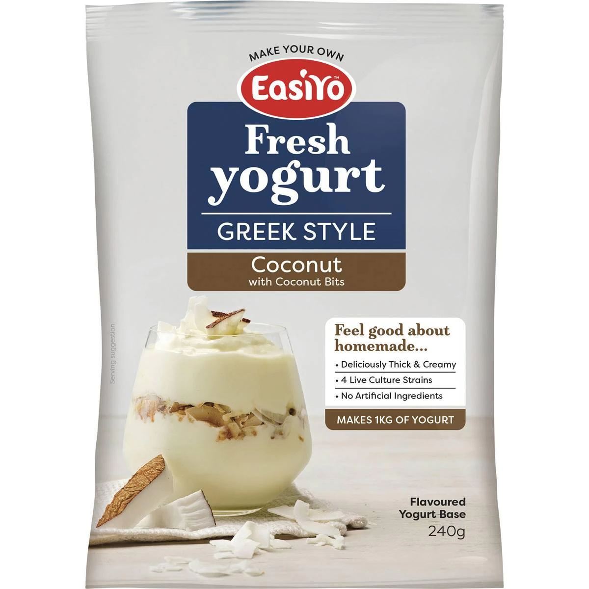 Easiyo Make Your Own Fresh Greek Style Yoghurt Coconut Sachet 240g