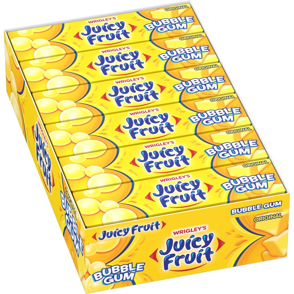 Wrigleys Juicy Fruit Chewing Original Bubble Gum 5 Pieces X 18 Pack - USA