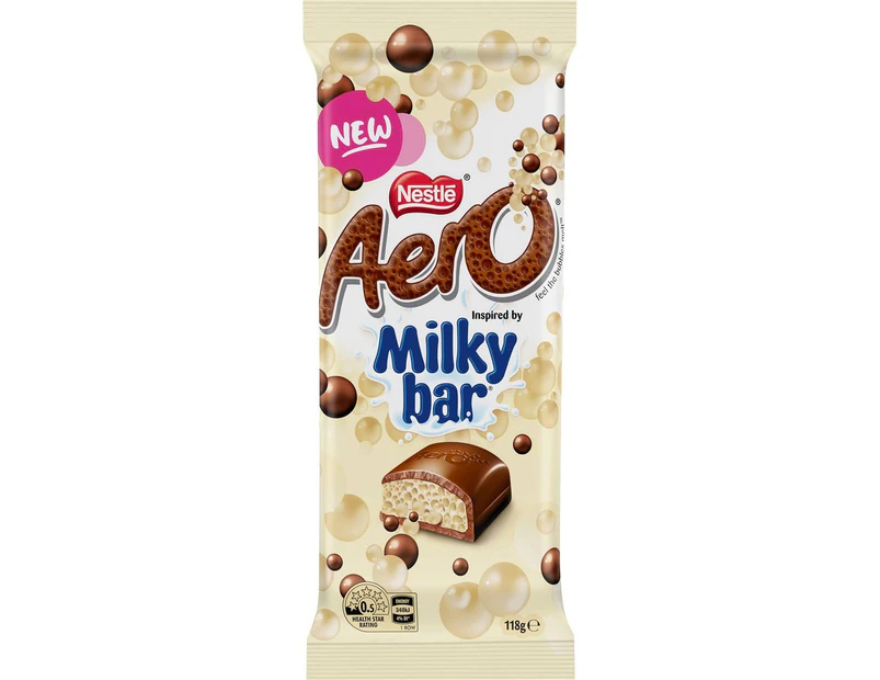 Nestle Aero Milky Bar Milk White Chocolate Block 118g