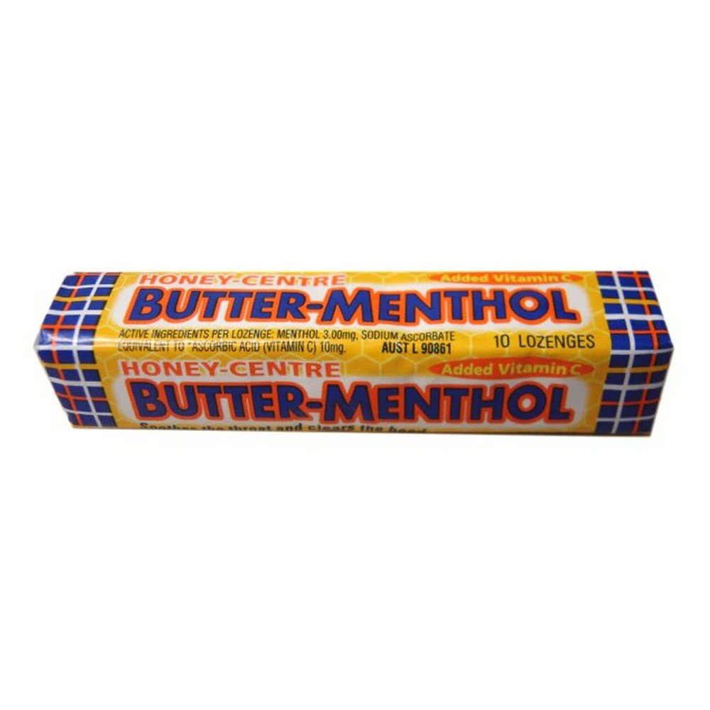 Butter Menthol Honey Centre Throat Lozenges 10 Pieces X 36 Pack