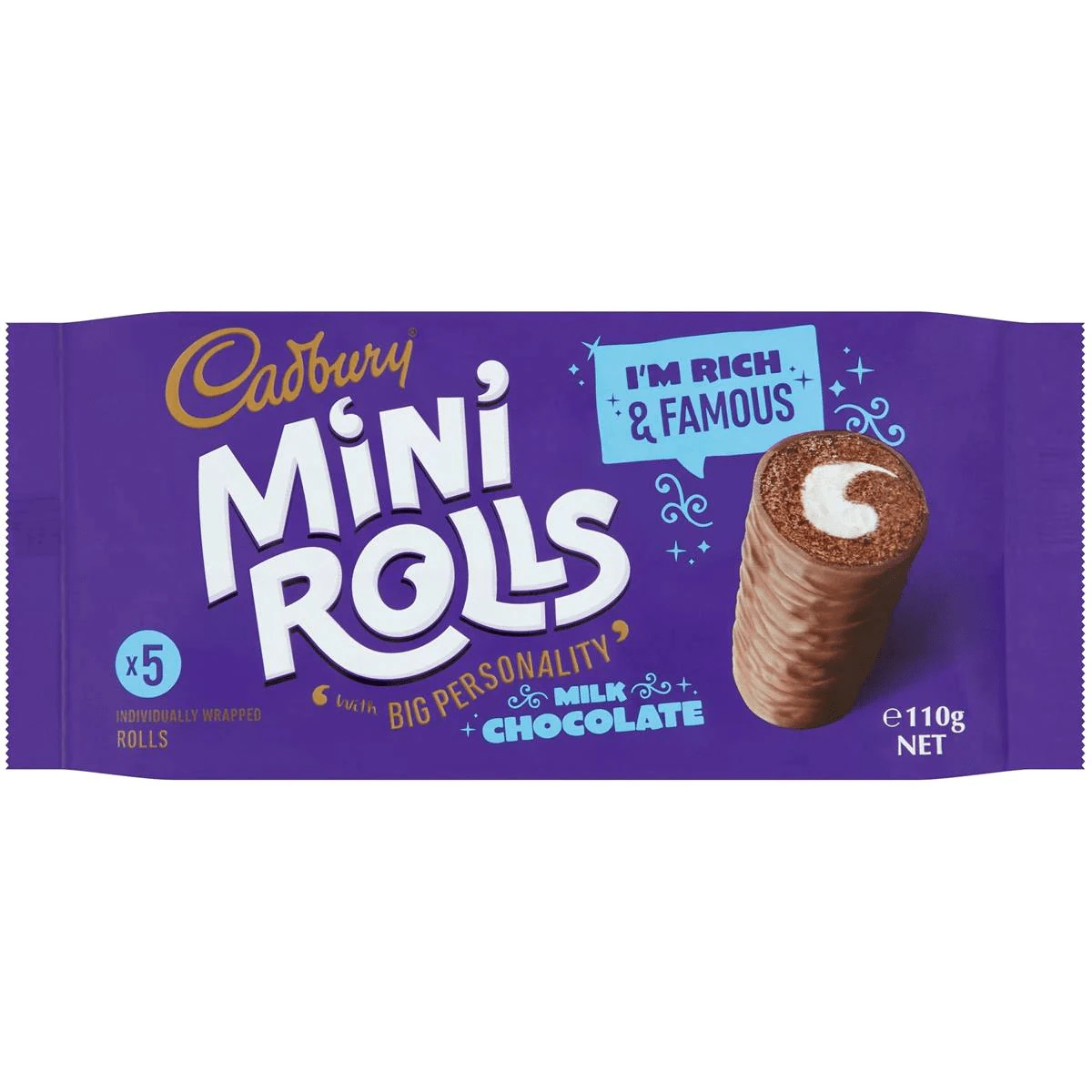 Cadbury Milk Chocolate Mini Cake Rolls 5 Pack 120g