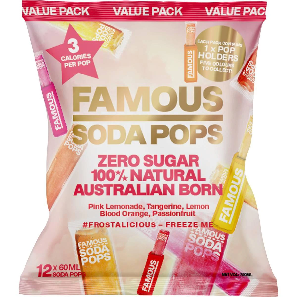 Famous Soda Freeze Pops Frozen Ice Blocks 12 Pack