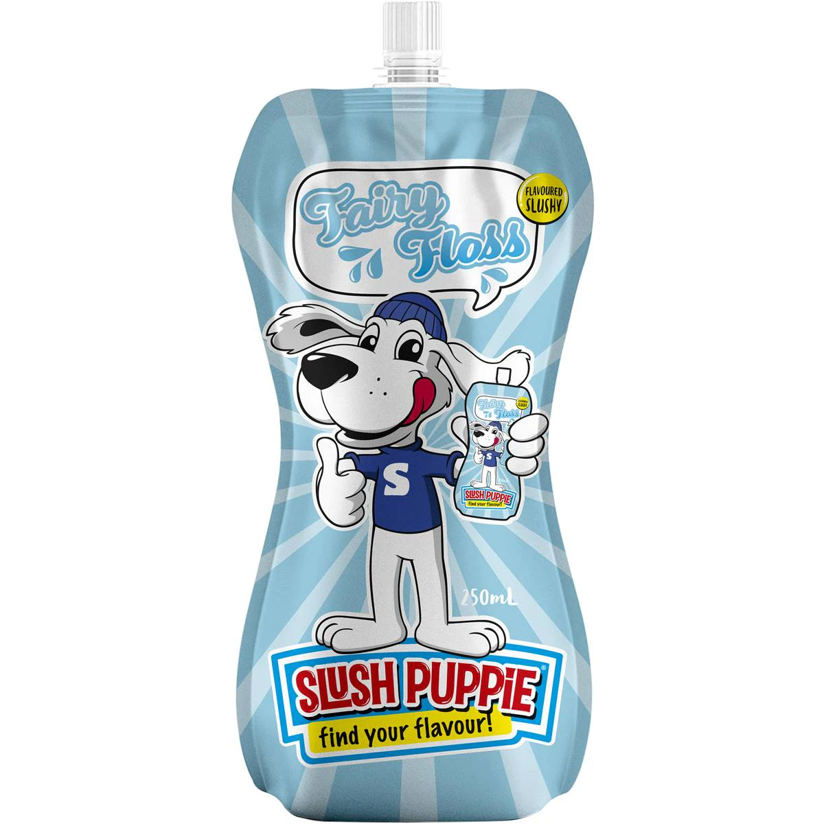 Slush Puppie Puppy Fairy Floss Cotton Candy Flavoured Slushy Pouch 250ml