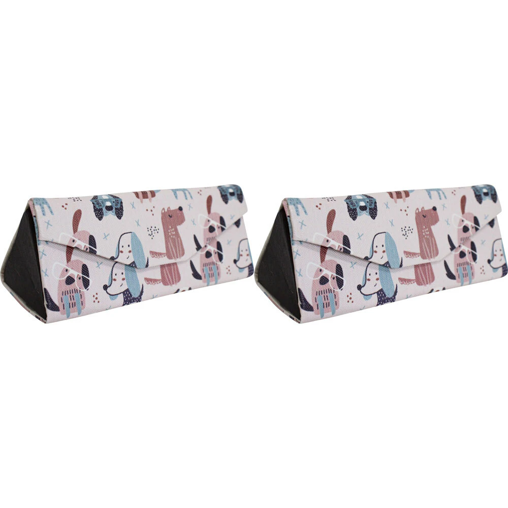 2x LVD Puppies PU/Cardboard 16cm Eye-Glasses Case Sunglass Storage Box Triangle