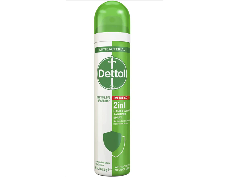 Dettol Antibacterial 2-in-1 Hand & Surface Sanitiser Spray 90mL