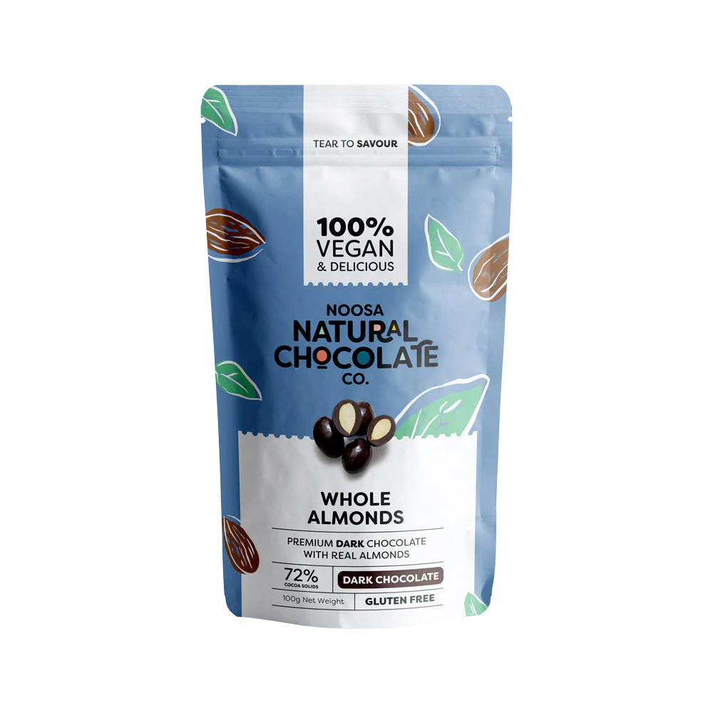 Noosa Natural Chocolate Co. Dark Chocolate Whole Almonds 100g