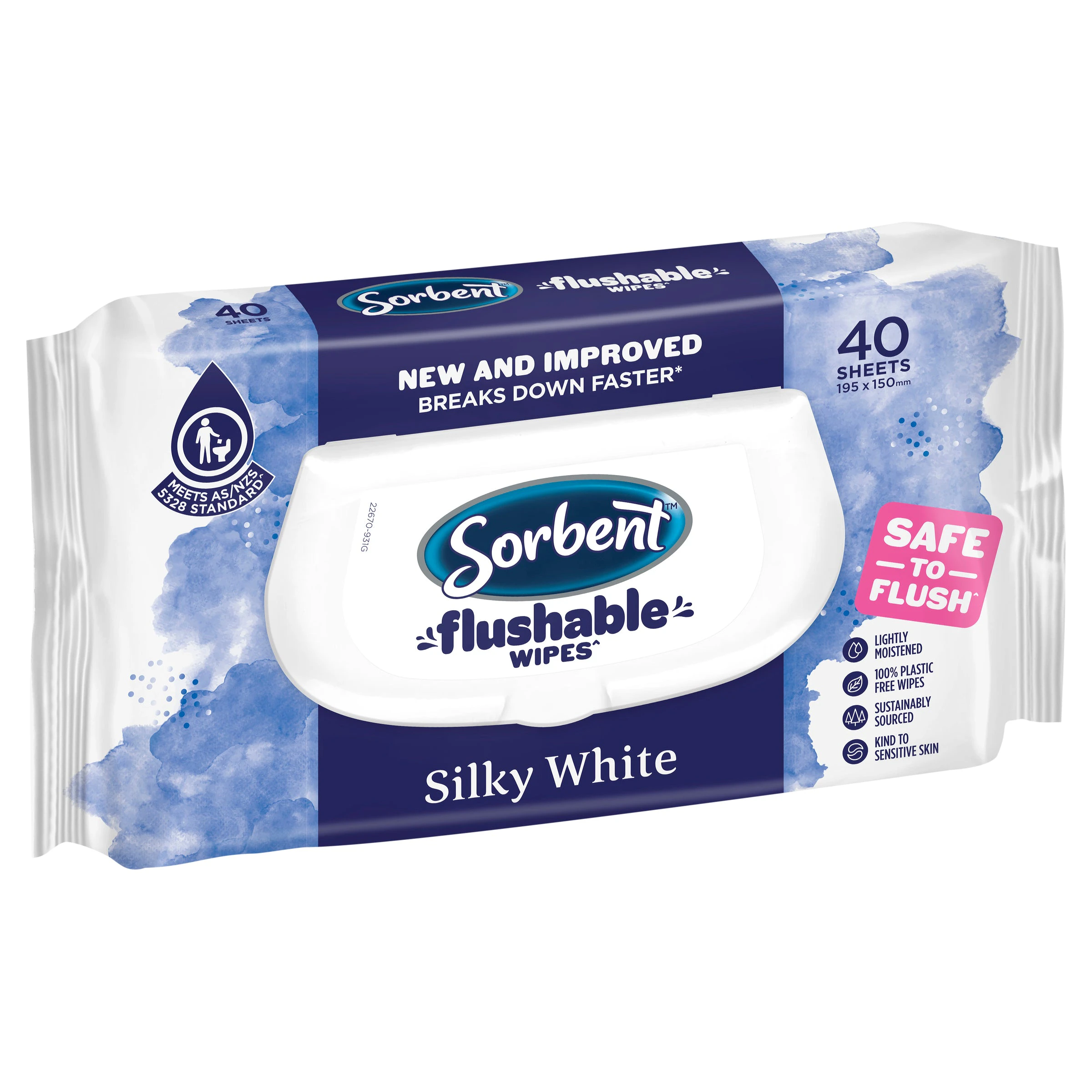 Sorbent Flushable Wipes Clean & Fresh Refill 40PK